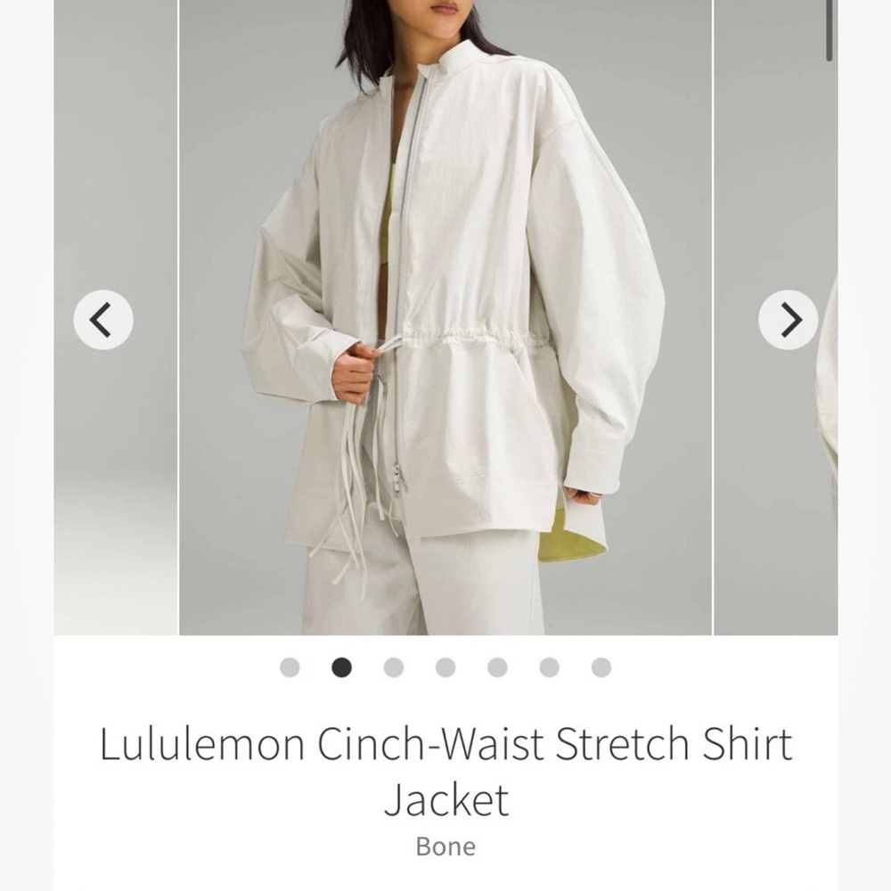 Lululemon Athletica cinch waist stretch shirt Utility Jacket color bone medium.